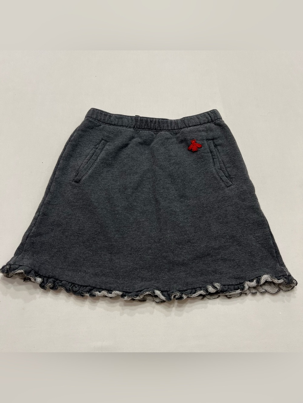 GUCCI Girls Sweatshirt Jersey Skirt Size 10Y Ruffle Hem Bee Patch Made in Italy - Picture 1 of 8